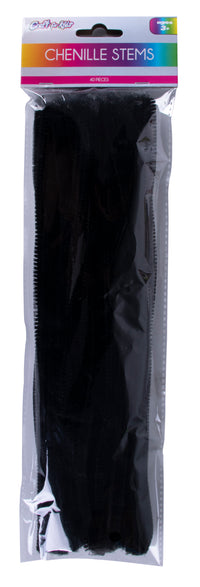 CFK-125 BLACK- 40 CT CHENILLE STEMS - BLACK - 24 PCS PER CASE
