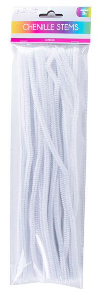 CFK-125 WHITE- 40 CT CHENILLE STEMS - WHITE - 24 PCS PER CASE