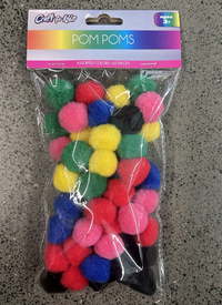 CFK-126 ASST- 60 CT POM POMS ASSORTED PRIMARY COLORS - 24 PCS PER CASE