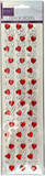 CRAFT BOX-3 PCS ADHESIVE GEM STONE STRIPS- RED HEARTS - 24 PCS