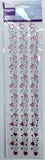 CRAFT BOX-3 PCS ADHESIVE GEM STONE STRIPS- PINK  HEARTS - 24 PCS