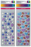 GLITTER HEARTS & STARS STICKERS ASSORTMENT-$0.75