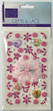 FLOWERS & HEARTS GEMS WITH LACE BOW - $0.75