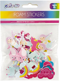 CRAFT FOR KIDS- 32 PCS FOAM STICKERS - PRINCESS OF THE SEA  - INNER PACKING 24 PCS